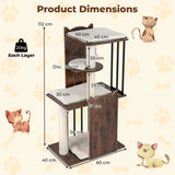 Arbre à chat moderne de 112 cm de hauteur pour chats d'intérieur - Brun rustique