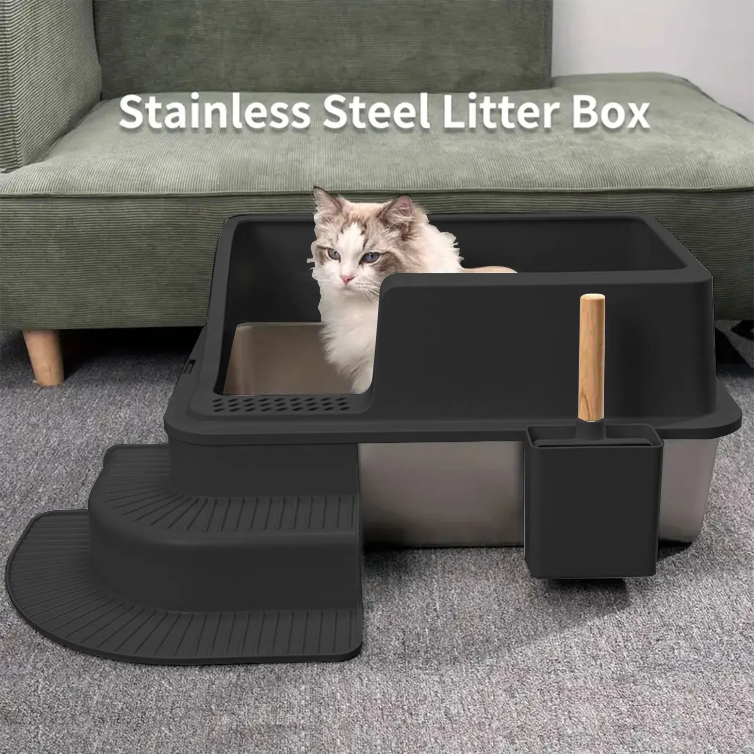 Bac à Litière Inox Pour Chat - La boutique du Maine Coon