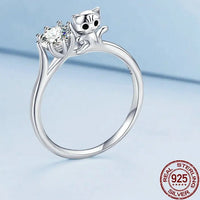 Bague Chat Argent Éclatant - La boutique du Maine Coon