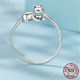 Bague Chat calin Argent Ajustable - La boutique du Maine Coon