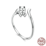 Bague Chat calin Argent Ajustable - La boutique du Maine Coon