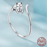 Bague Chat calin Argent Ajustable - La boutique du Maine Coon