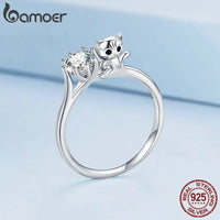 Bague Chat Éclatante Argent - La boutique du Maine Coon