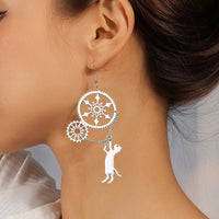 Boucles d'Oreilles Chat Steampunk - La boutique du Maine Coon