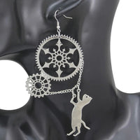 Boucles d'Oreilles Chat Steampunk - La boutique du Maine Coon