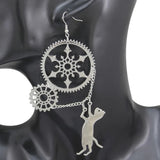 Boucles d'Oreilles Chat Steampunk - La boutique du Maine Coon