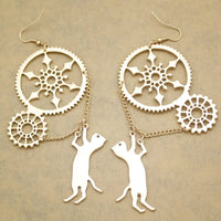 Boucles d'Oreilles Chat Steampunk - La boutique du Maine Coon