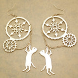 Boucles d'Oreilles Chat Steampunk - La boutique du Maine Coon