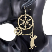 Boucles d'Oreilles Chat Steampunk - La boutique du Maine Coon