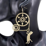 Boucles d'Oreilles Chat Steampunk - La boutique du Maine Coon
