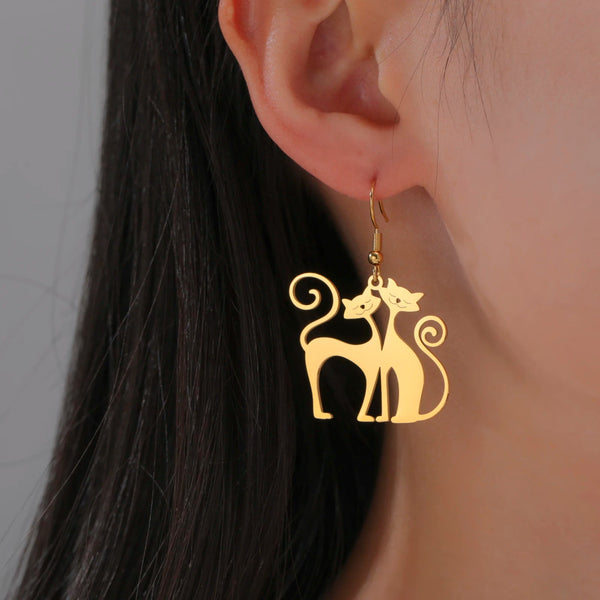 Boucles d'Oreilles Chats Amoureux - La boutique du Maine Coon