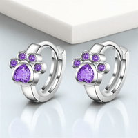 Boucles d'oreilles Coeur Cristal Chat - La boutique du Maine Coon