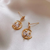 Boucles d'Oreilles Lune Chat Dorées - La boutique du Maine Coon