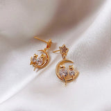 Boucles d'Oreilles Lune Chat Dorées - La boutique du Maine Coon