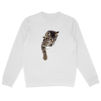 Sweatshirt chaton qui sort sa patte effet 3D - face_0