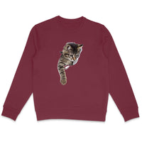Sweatshirt chaton qui sort sa patte effet 3D - face_4
