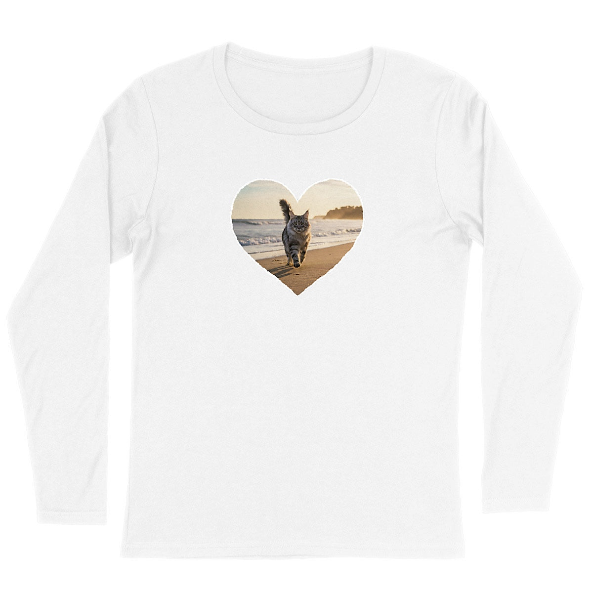 T-shirt manches longues Coeur Maine Coon - face_blanc