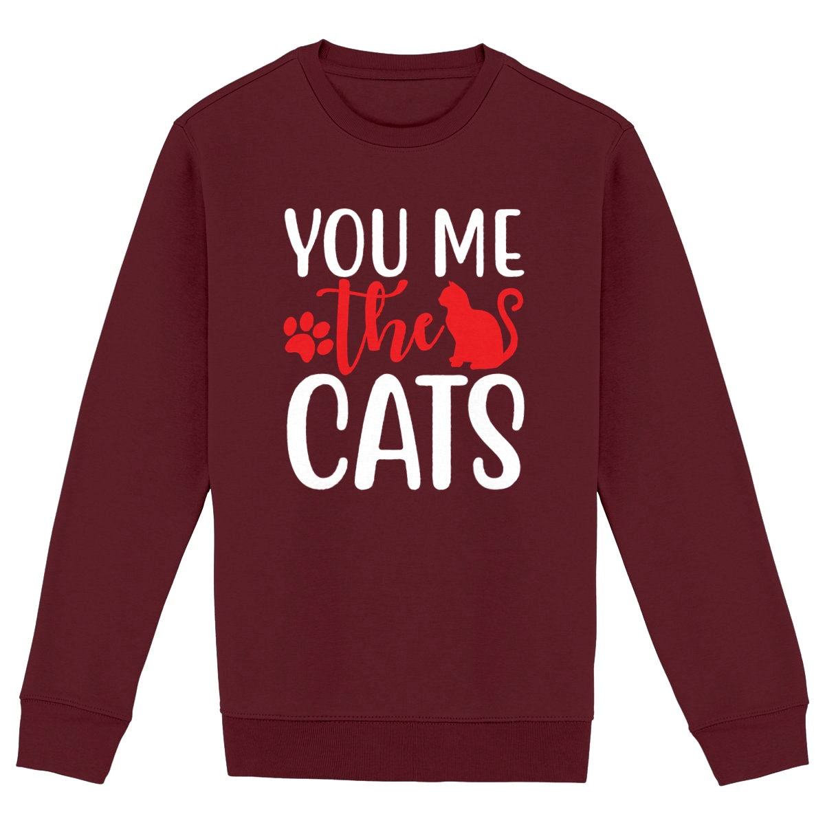 Sweat sans capuche You me the cat - face_bordeaux