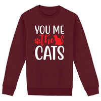 Sweat sans capuche You me the cat - face_bordeaux