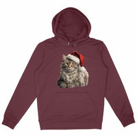Sweat à capuche Epais Unisexe - Noël avec un Maine Coon - face_bordeaux