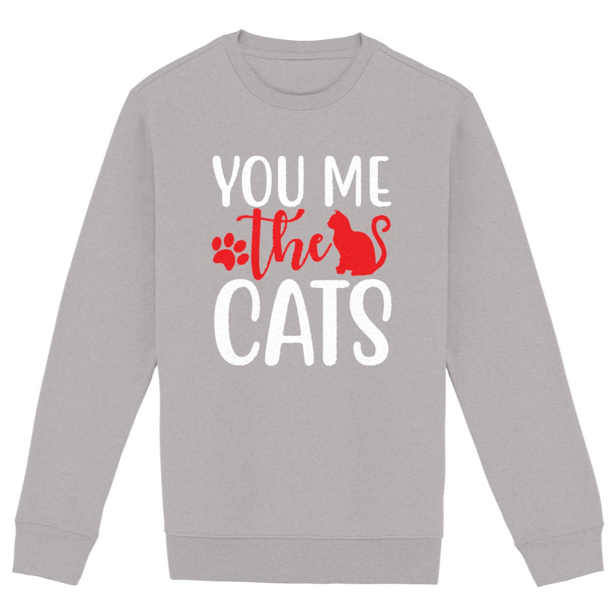 Sweat sans capuche You me the cat - face_gris