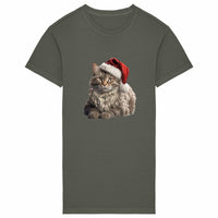 Robe T-shirt Maine Coon Noel - face_kaki