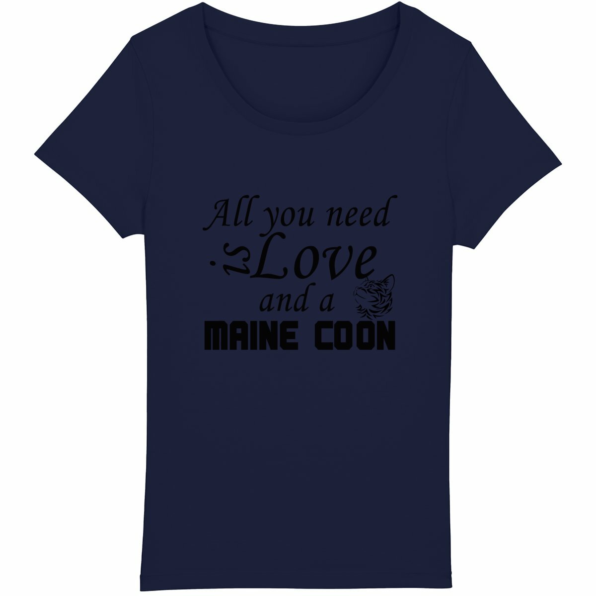 Tee Shirt Maine Coon All you need is a Maine Coon Exclusif femme - face_marine