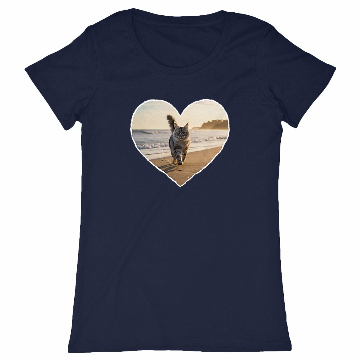 T-shirt amoureuse du Maine Coon - face_marine