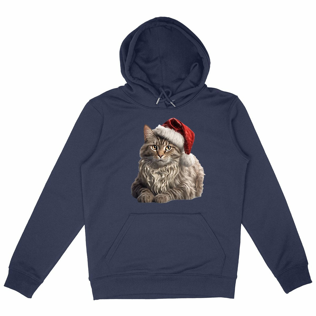 Sweat à capuche Epais Unisexe - Noël avec un Maine Coon - face_marine