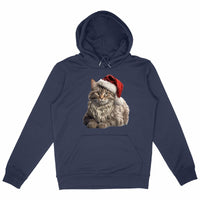 Sweat à capuche Epais Unisexe - Noël avec un Maine Coon - face_marine