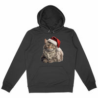 Sweat à capuche Epais Unisexe - Noël avec un Maine Coon - face_noir