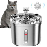 Fontaine pour chat en acier inoxydable avec indicateur de niveau d'eau - La boutique du Maine Coon