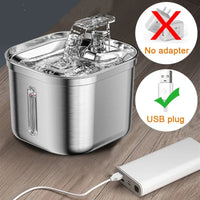 Fontaine pour chat en acier inoxydable avec indicateur de niveau d'eau - La boutique du Maine Coon