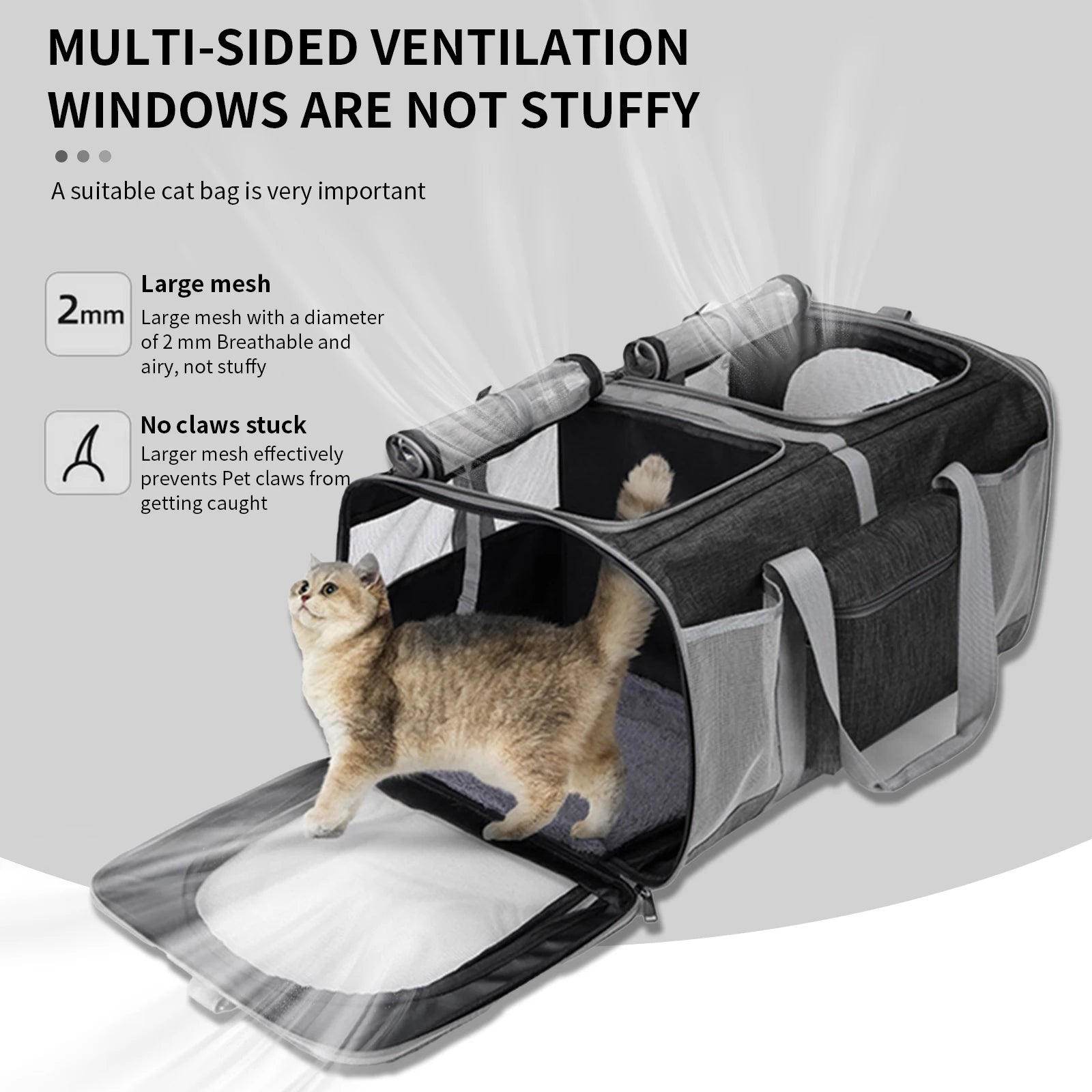 Sac de transport à roulette pour chat