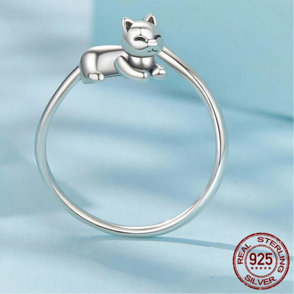 Bague Chat calin Argent Ajustable