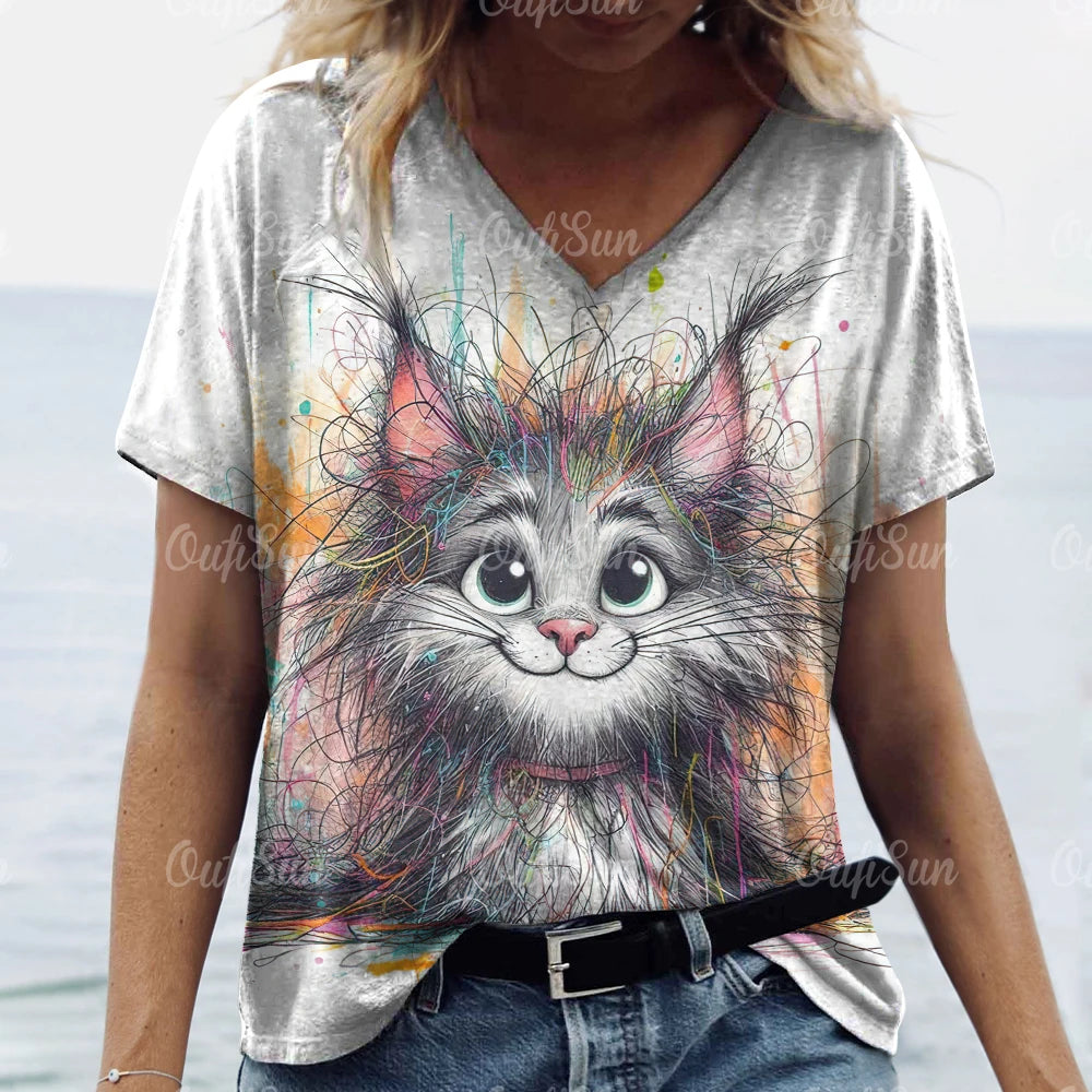 T-Shirt Chat Été Oversize