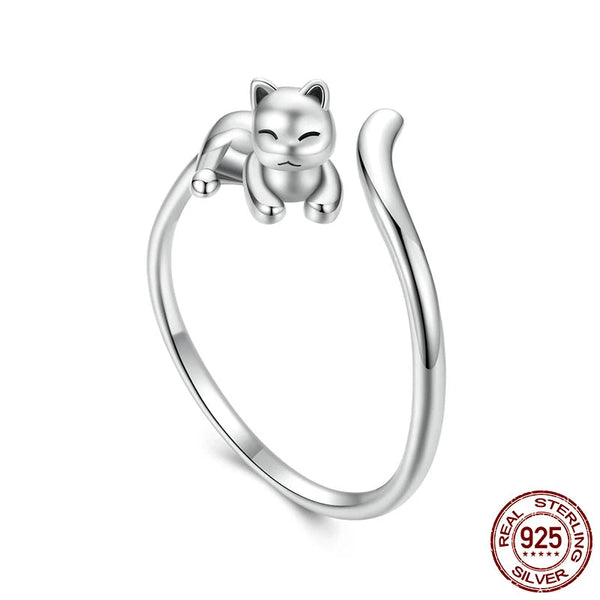Bague Chat calin Argent Ajustable