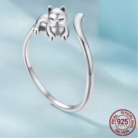 Bague Chat calin Argent Ajustable