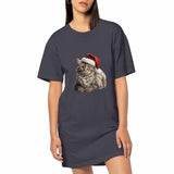 Robe T-shirt "Maine Coon Noël" Bio - Coupe Regular & Épaules Tombantes - La boutique du Maine Coon