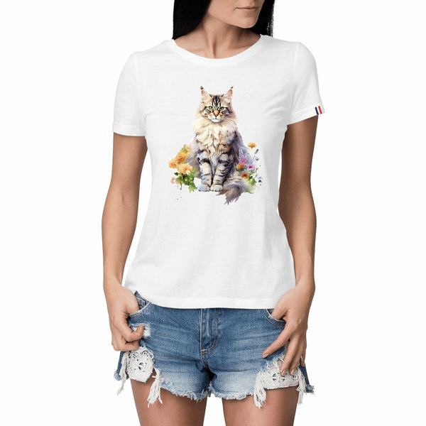T-shirt Femme Maine Coon Made in France - La boutique du Maine Coon