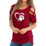 T-shirt sexy Coeur de chat - Rouge - Hauts