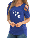 T-shirt sexy traces de pattes de chats - Bleu - Hauts