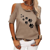 T-shirt moderne pattes de chats - Khaki / S - Hauts