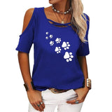 T-shirt moderne pattes de chats - Bleu / S - Hauts