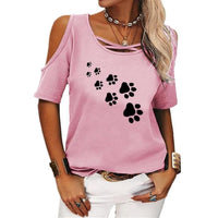 T-shirt moderne pattes de chats - Rose / S - Hauts