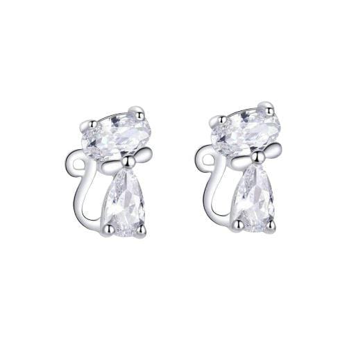 Boucles d'oreilles chat en diamant synthétique - Boucles d oreilles | La boutique du Maine Coon
