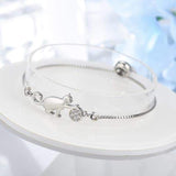 Bracelet chat ajustable zirconium pour femme - Bijoux | La boutique du Maine Coon