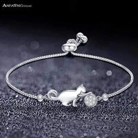 Bracelet chat ajustable zirconium pour femme - Bijoux | La boutique du Maine Coon
