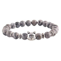 Bracelet en pierre de lave 8mm avec un chat pour homme - Bracelets | La boutique du Maine Coon