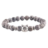 Bracelet en pierre de lave 8mm avec un chat pour homme - Bracelets | La boutique du Maine Coon
